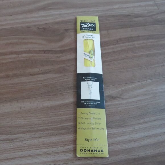 VINTAGE TALON 1960s Zephyr Metal Zipper in Lemon Yellow Retro Hippie NWT - Picture 3 of 7